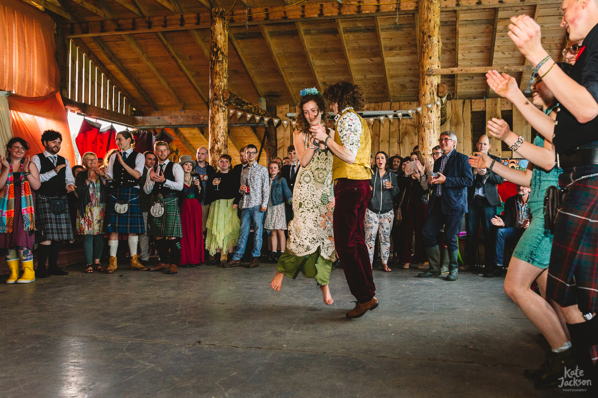 Ceilidh Wedding First Dance at DIY Festival Wedding | Kate Jackson Photography