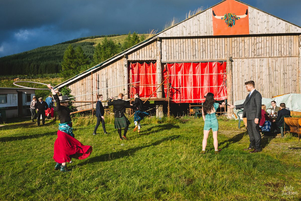 Circus at DIY Festival Outdoor Wedding | Kate Jackson Photography