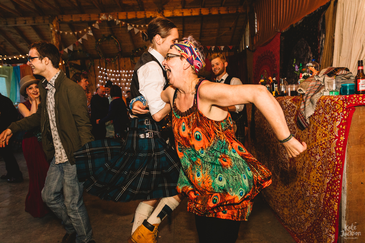 Joy at ceilidh at Knockengorroch Wedding in Scotland | Kate Jackson Photography