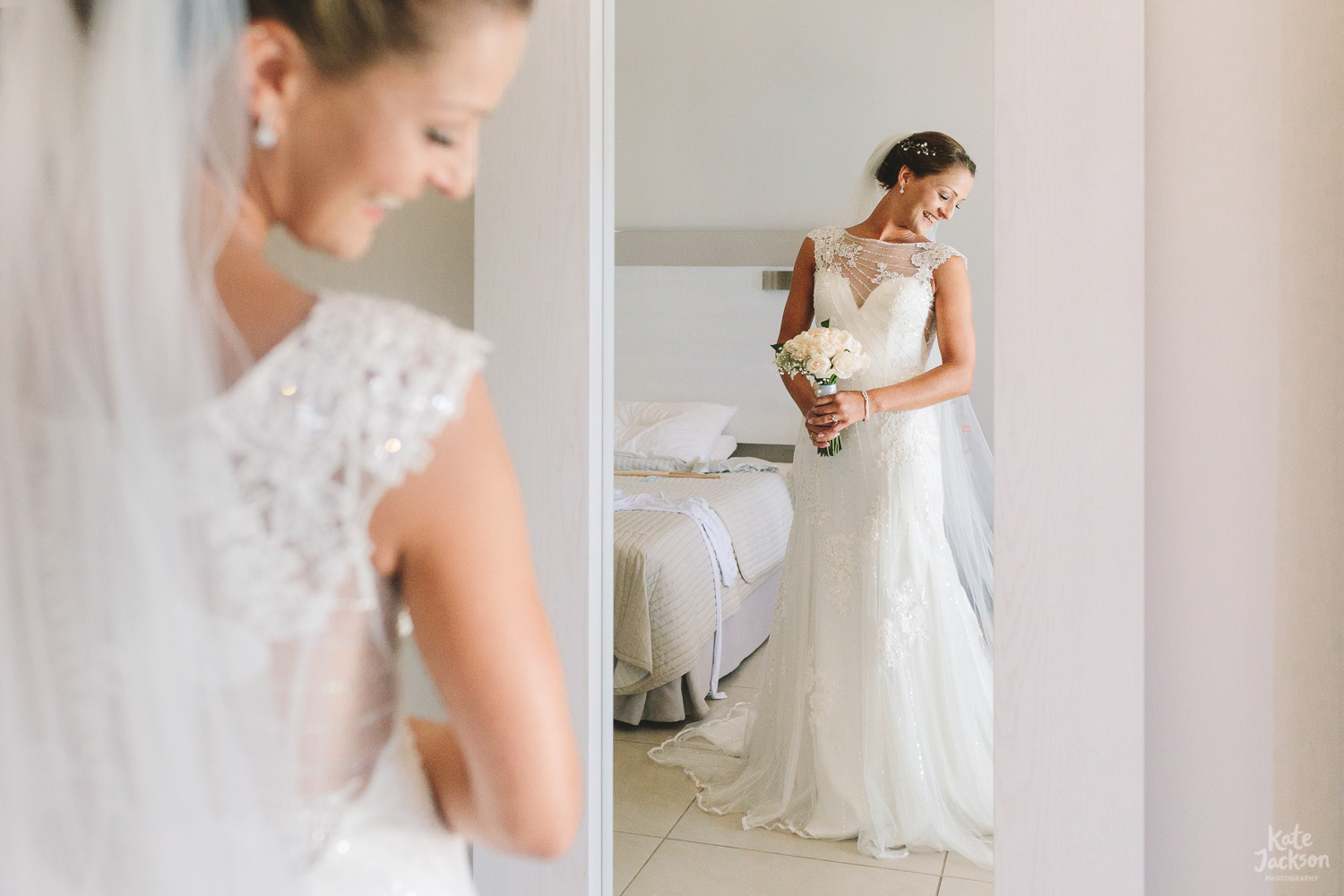 Super fun bride in Maggie Sottero Wedding Dress