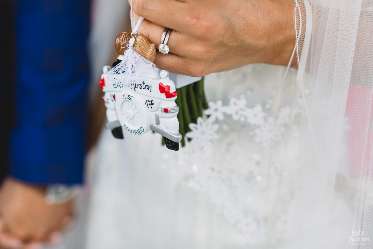 Just married wedding present at relaxed beach wedding in Skithos, Greece