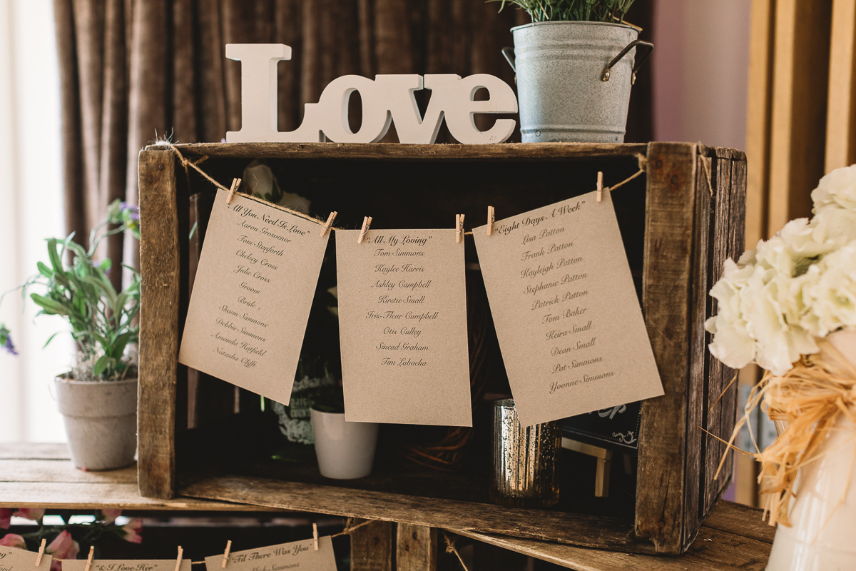 Rustic DIY Crates for table plan at Hyde Barn Weddings
