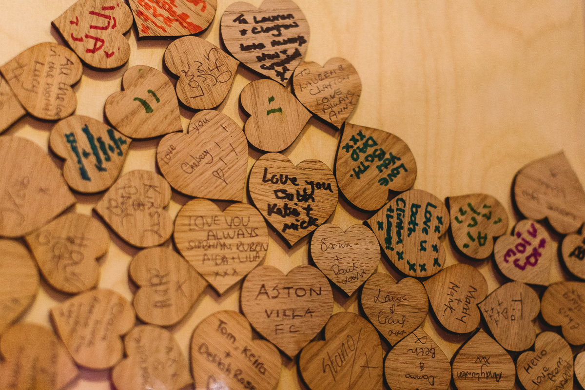 Love heart rustic wooden guess book at cotswolds wedding