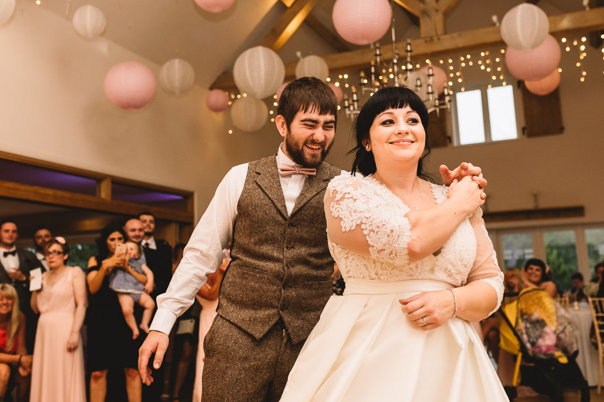 Fun first dance at Hyde barn Wedding