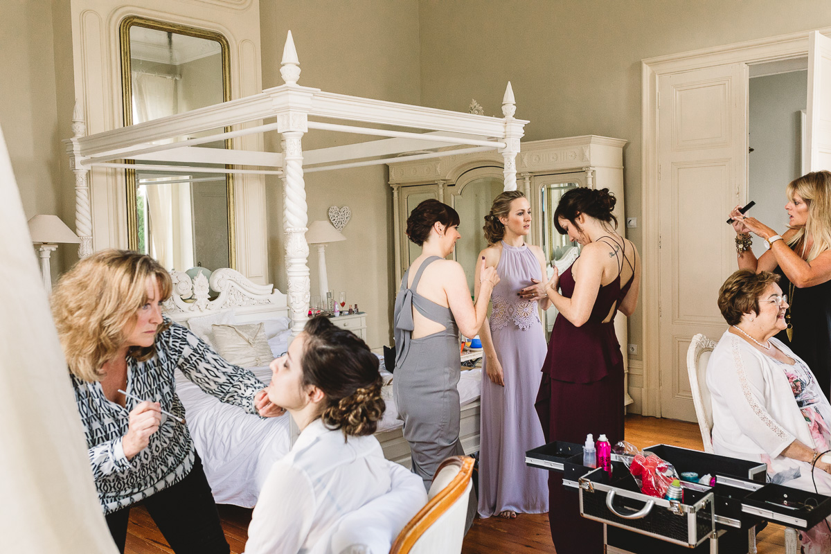 Bridal prep at france destination wedding