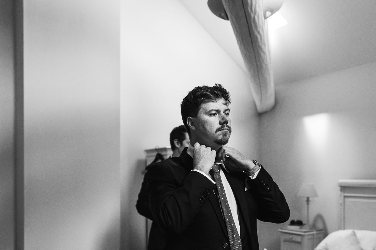 Groom prep documentary wedding photography