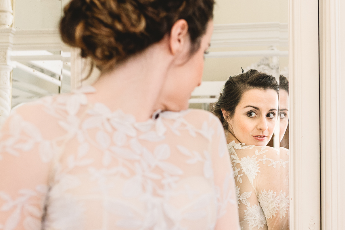 Gorgeous bride in Rue De Seine wedding dress in France