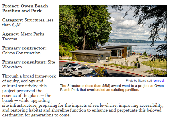 Seattle Daily Journal of Commerce Reports on Owen Beach's APWA Project ...
