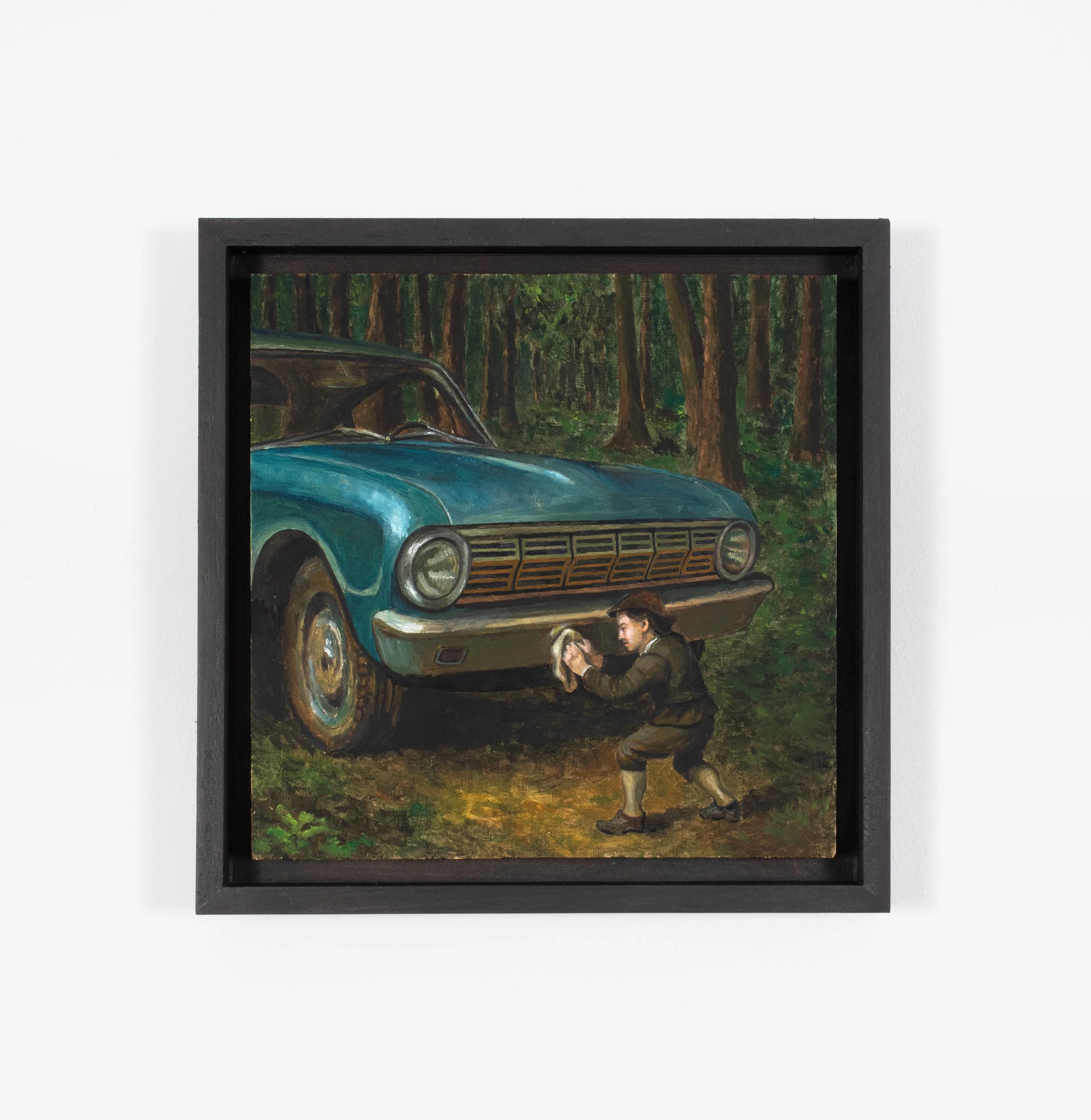   Current Obsession,  2025-26 oil on board, artist frame 13 1/4 x 13 1/4 inches 