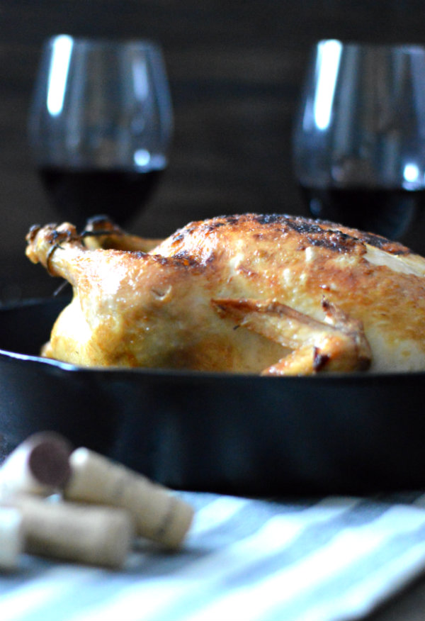 Roasted Chicken is not as hard as you think. Put a glass of Pinot Noir alongside it and you've got yourself a meal!