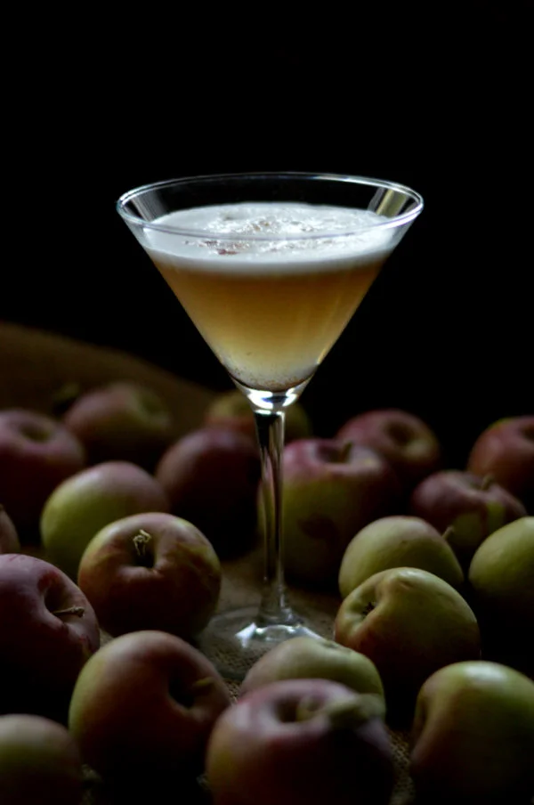 The Salted Caramel Apple Flip Cocktail using Stoli salted caramel vodka, simple syrup, and an egg white. One of the best cocktails for fall! CaretoPair.com