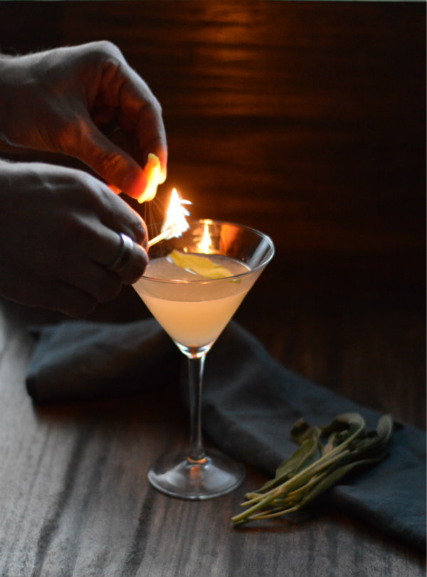 The Cemetery Sour Cocktail using Virginia City Nevada Cemetery Gin, sage, and lemon. Great Halloween cocktail and refreshing enough to drink year round! via CaretoPair.com