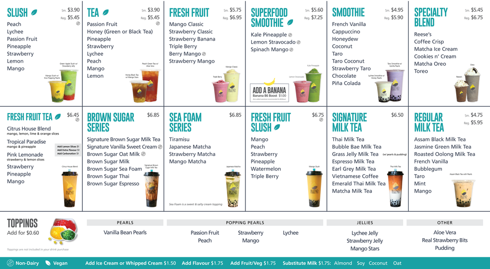 Bubble Tea Menu — Blend Bubble Tea
