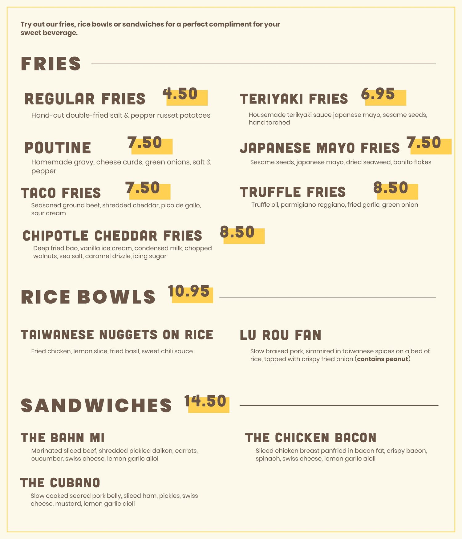 Menu — Blend Bubble Tea