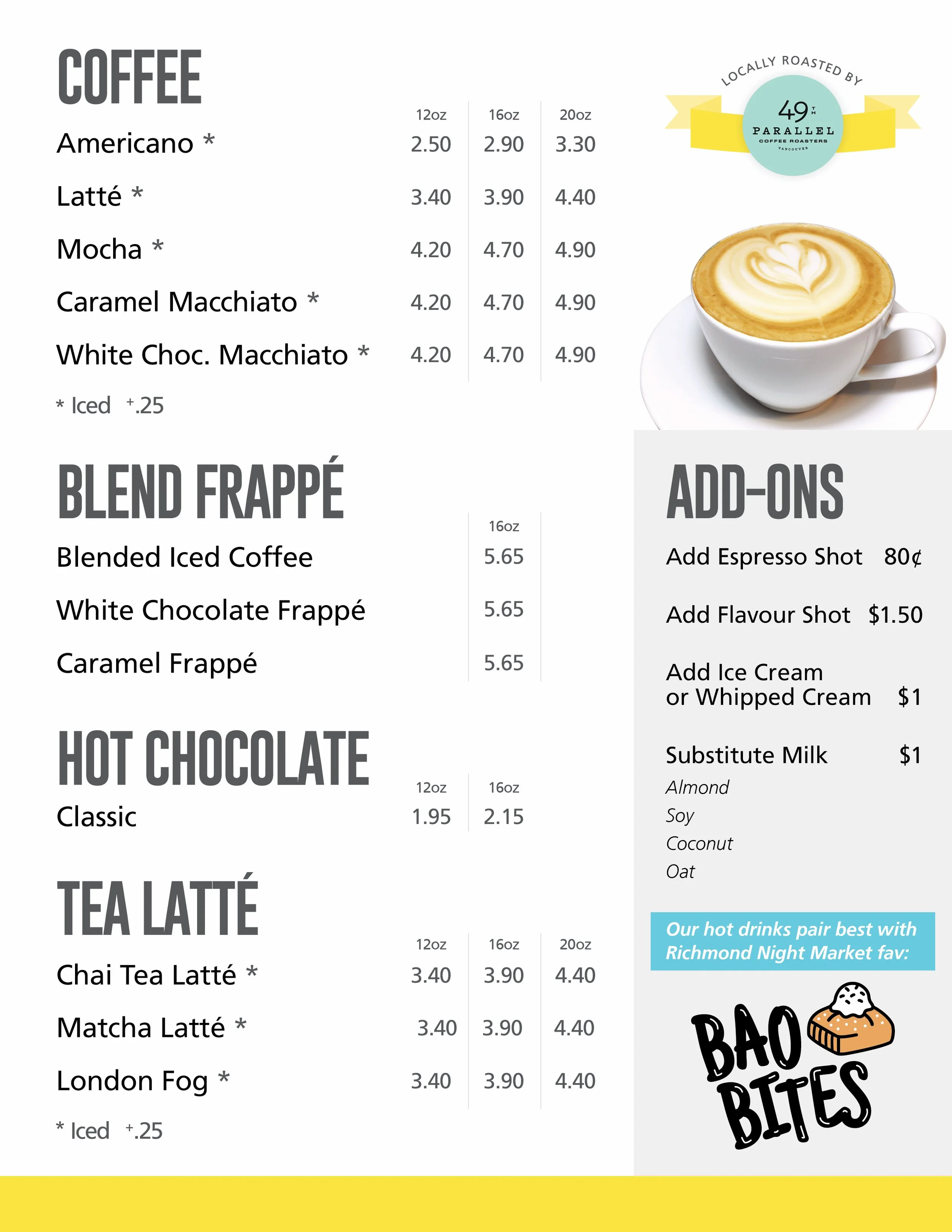 Boba Tea Menu