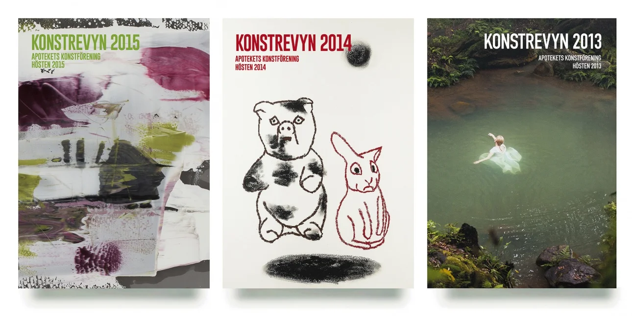  Graphic Design of the Art catalog for Apotekets Art Association: ”KONSTREVYN 2013”, ”KONSTREVYN 2014”, ”KONSTREVYN 2015”.  Photo: Vince Reichardt/VOL 