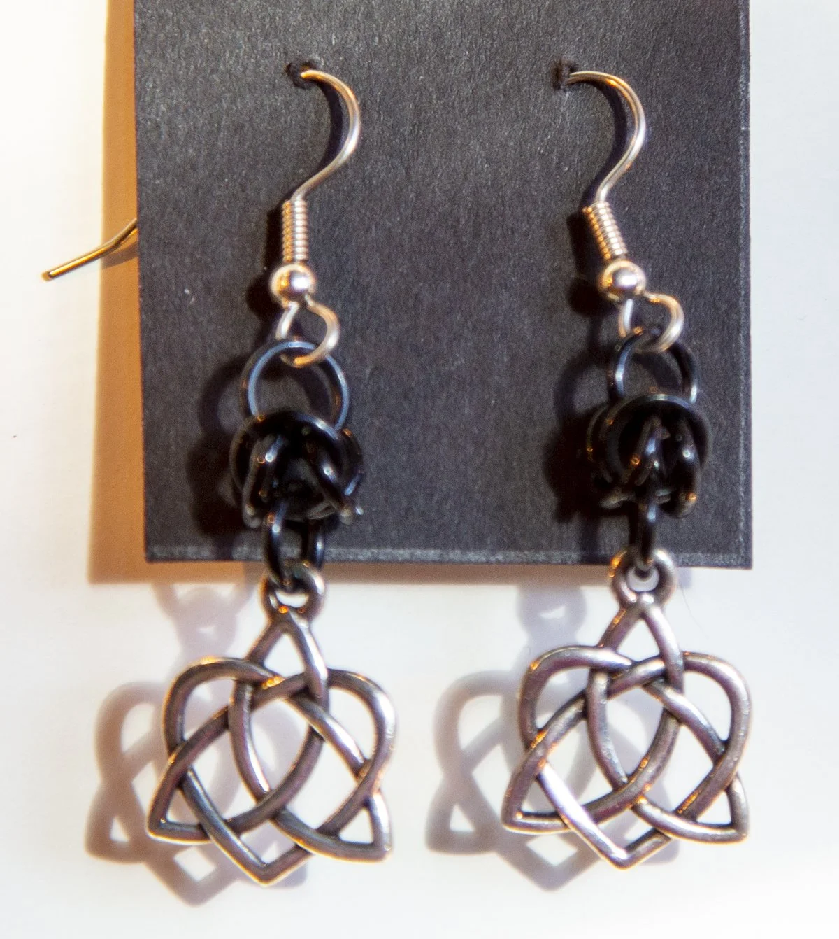 jewelry black chain mail celtic knot earrings.jpg