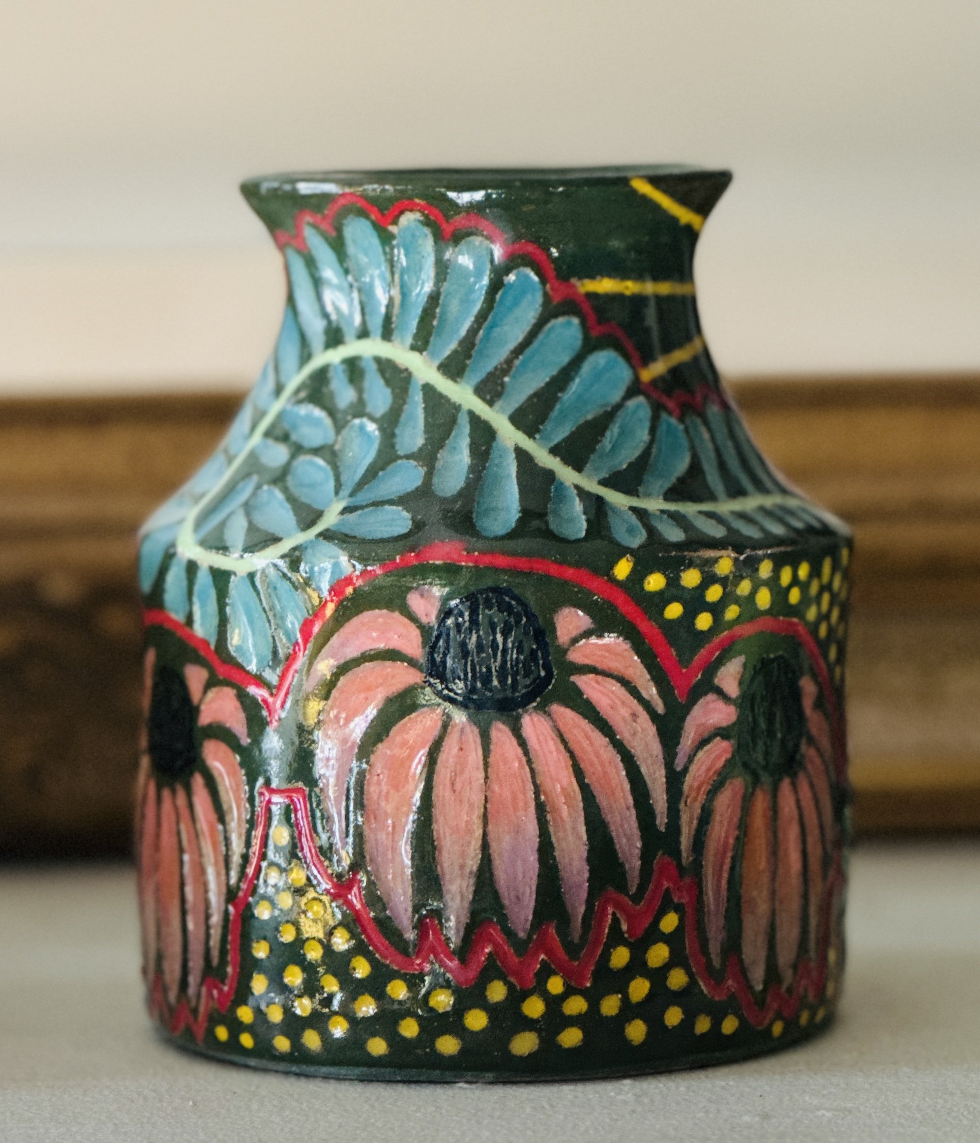 Graffito echinacea vase$40.JPG