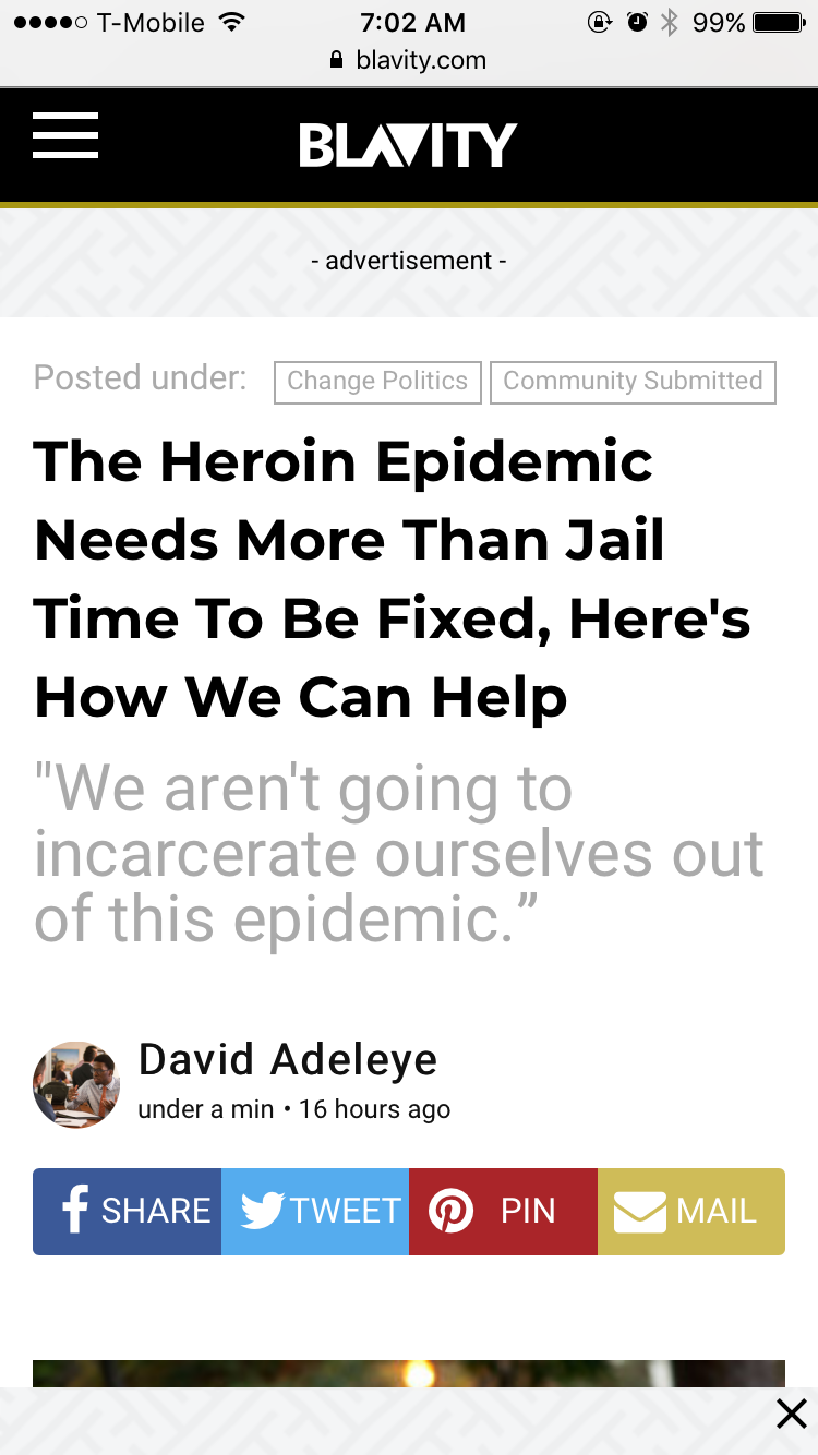 Op ed penned about heroin epidemic and equitable solutions