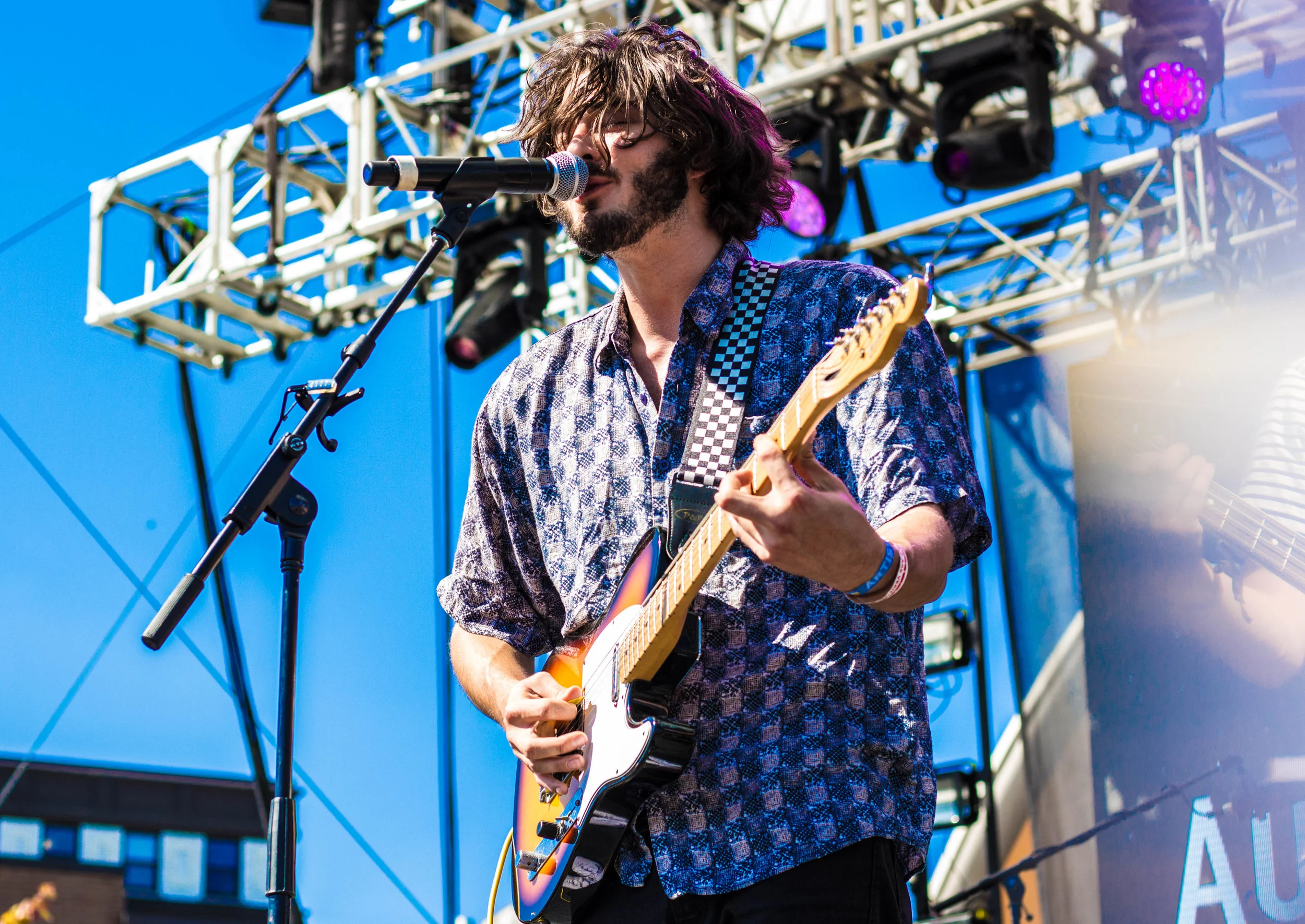 Active Bird Community's frontman Tom D'Agustino during their Saturday set
