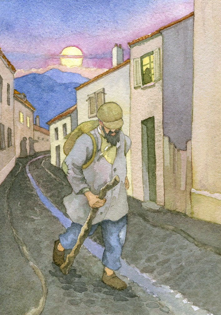   An hour before sunset in October 1815, a man traveling on foot entered a little town in France.  
