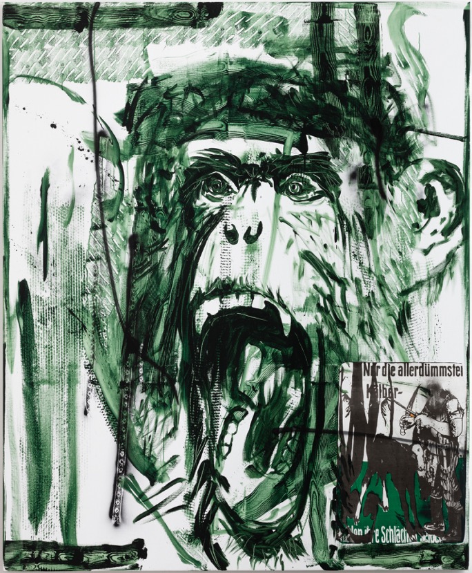 Claus Carstensen : Gott mit uns! 220 x 180 cm akryl, collage, spray på lærred