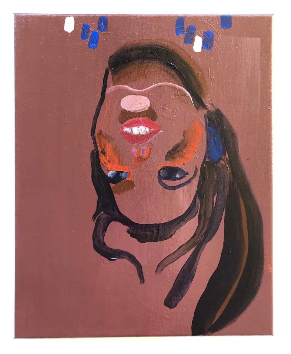 Maya Stefania Wibling : Den plukkemodne puppe 50 x 40 cm akryl på lærred