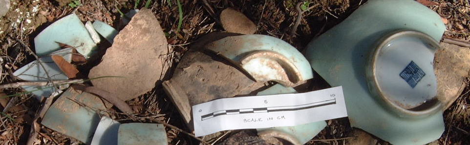 Fragments of Chinese ceramics found in the Ovens Valley (photo: Diann Talbot)