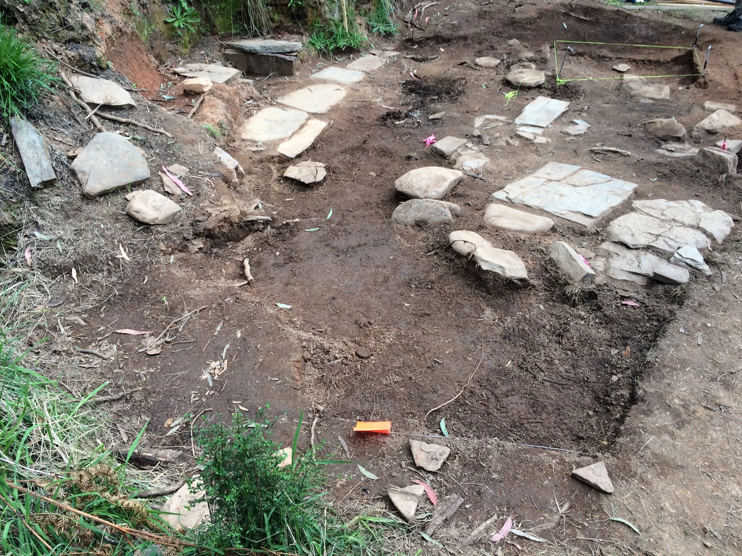 Extensive stone flagging at Stone Feature 1 (SF1) site (photo: Paul Macgregor)