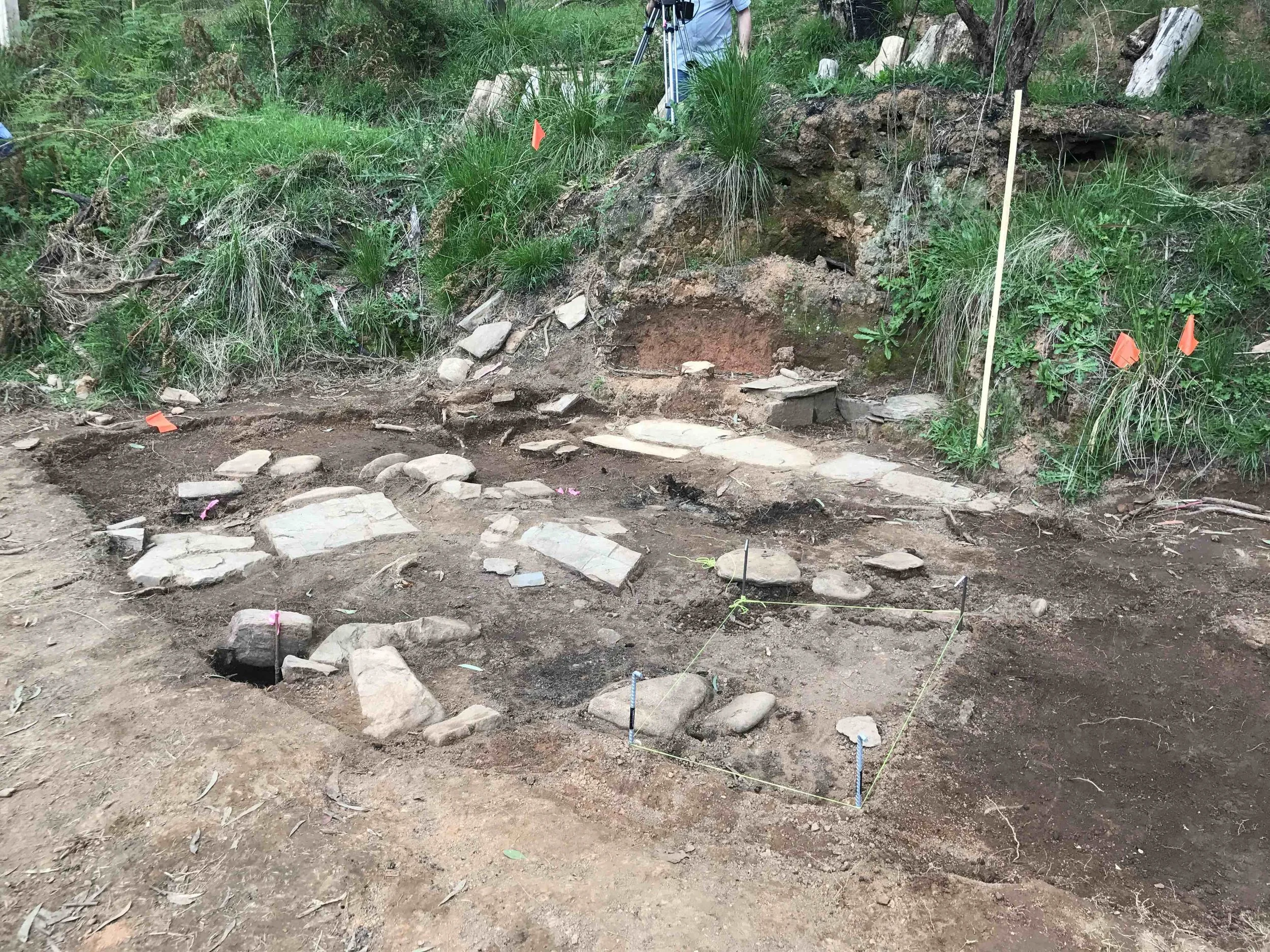 Stone Feature 1 - Full extent of remaining floor stones becomes evident (photo: Melissa Dunk)
