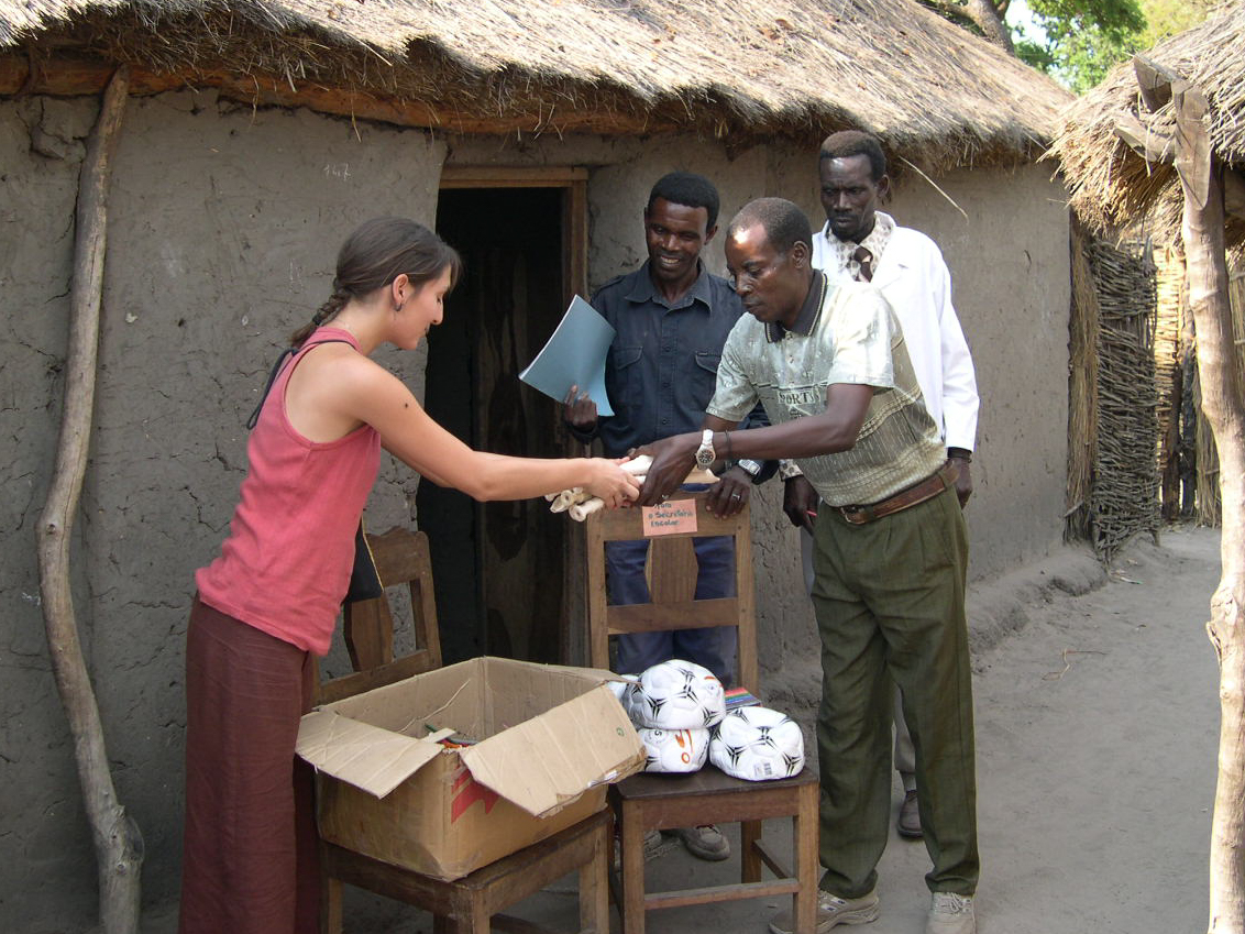 Donating presents for the refugee camp