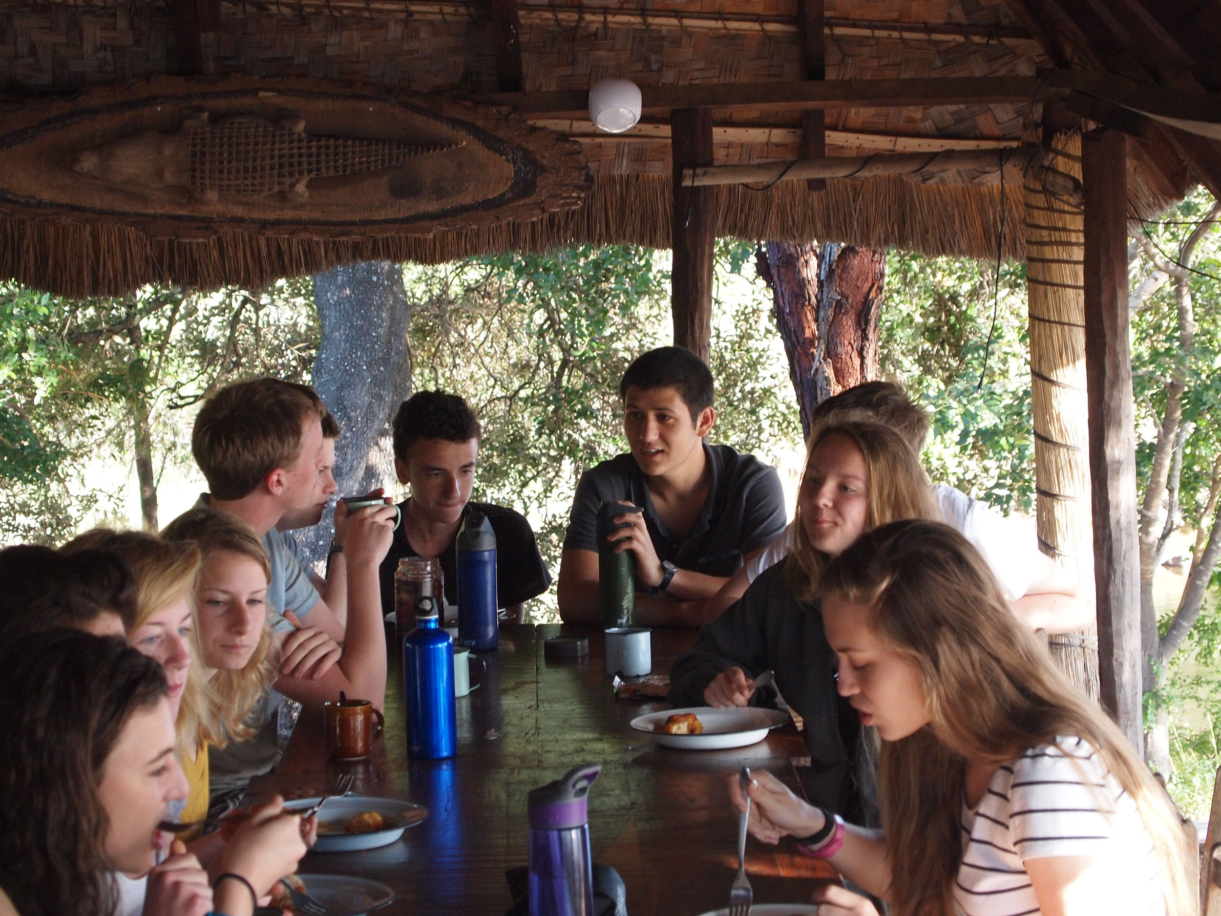 eating and discussing the day's events