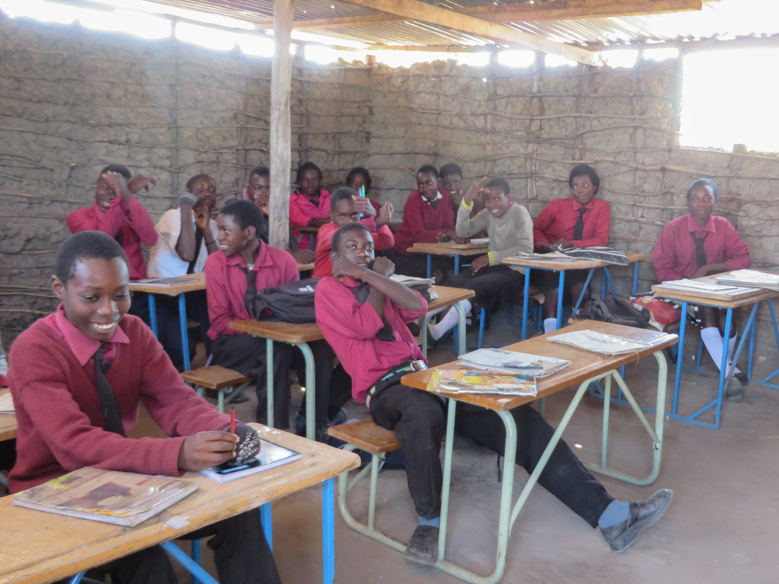 Nakabunze temporary classroom. The new classroom is being built now thanks to your fundraising