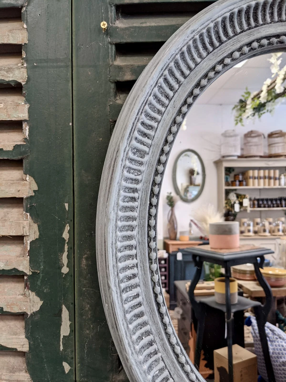 WINTER BEAR HOME — Ornate Vintage Svenska Blue Mirror, Wimbledon