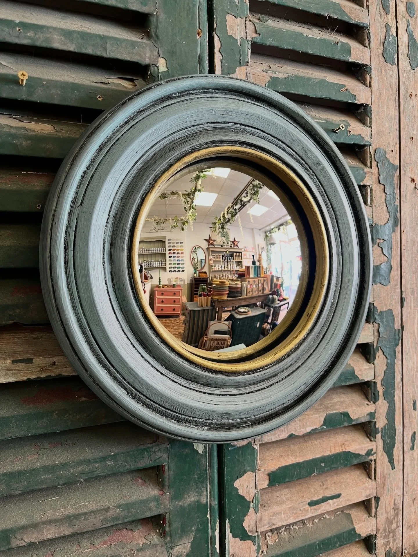 If you&rsquo;re looking for a small unique mirror to add a bit of interest to a space, or the final item to complete a feature gallery wall, this lovely hand painted pale blue convex mirror could be just what you need!

Further pictures and dimension