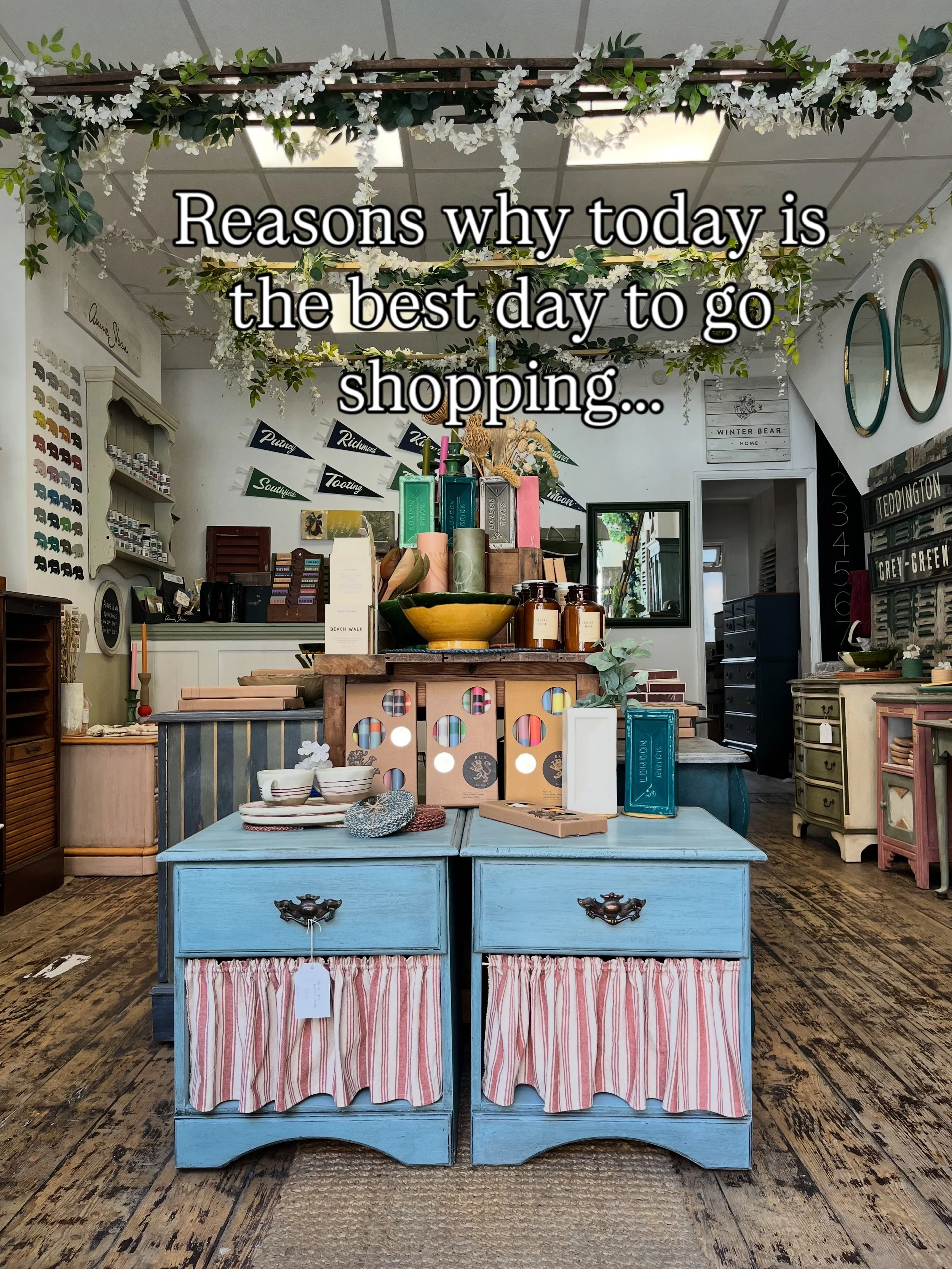 Today is the best day to go home and furniture shopping! Fact! 

Our hand painted furniture and interiors shop in Wimbledon is open 10am - 5pm ✨
