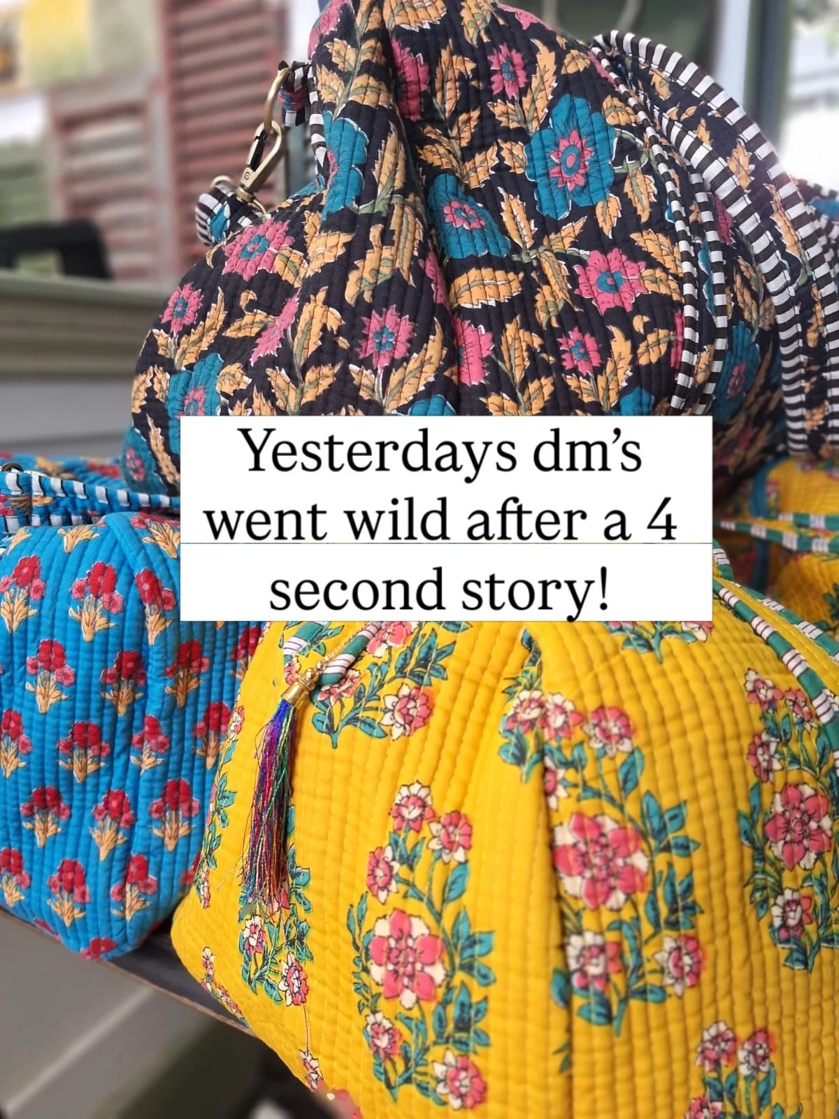 Who knew a soft quilted overnight bag would set your pulses alight!

But based on the number of messages after yesterday&rsquo;s quick story about these new gorgeous colourful floral bags, that&rsquo;s exactly what happened.

We are down to our last 