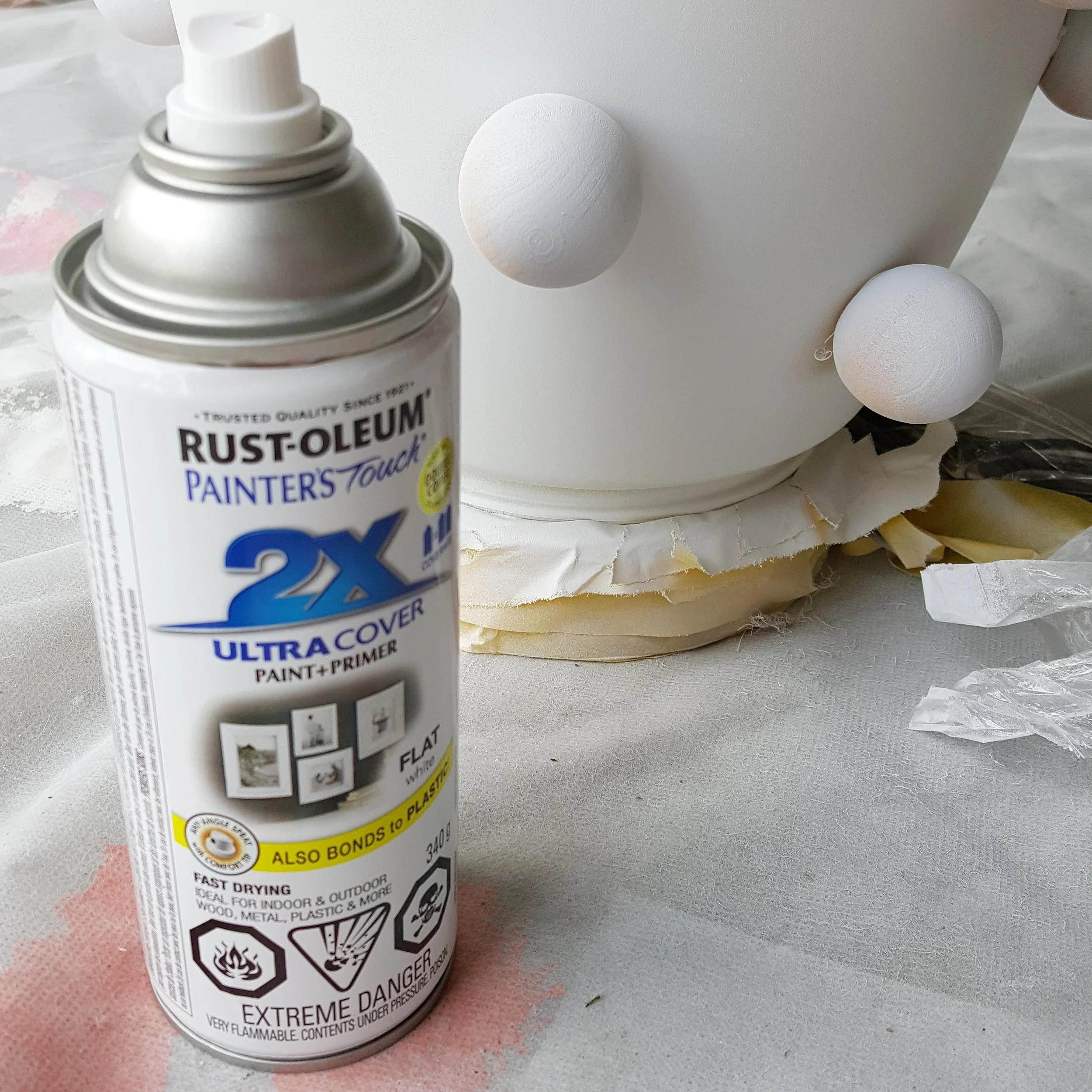 Step 5: Apply a few light coats of flat white spray paint in a well ventilated area.