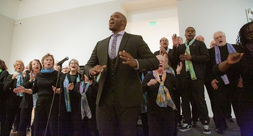 Tenor Dominique Wooten, front center, with the Mill City Singers. Photo by Ric Rosow