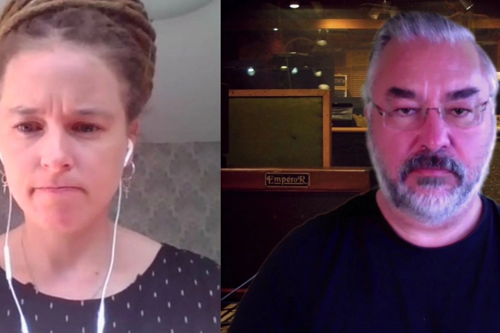Musiksveriges ordförande alfons karabuda i samtal med kultur och demokratiminister Amanda Lind