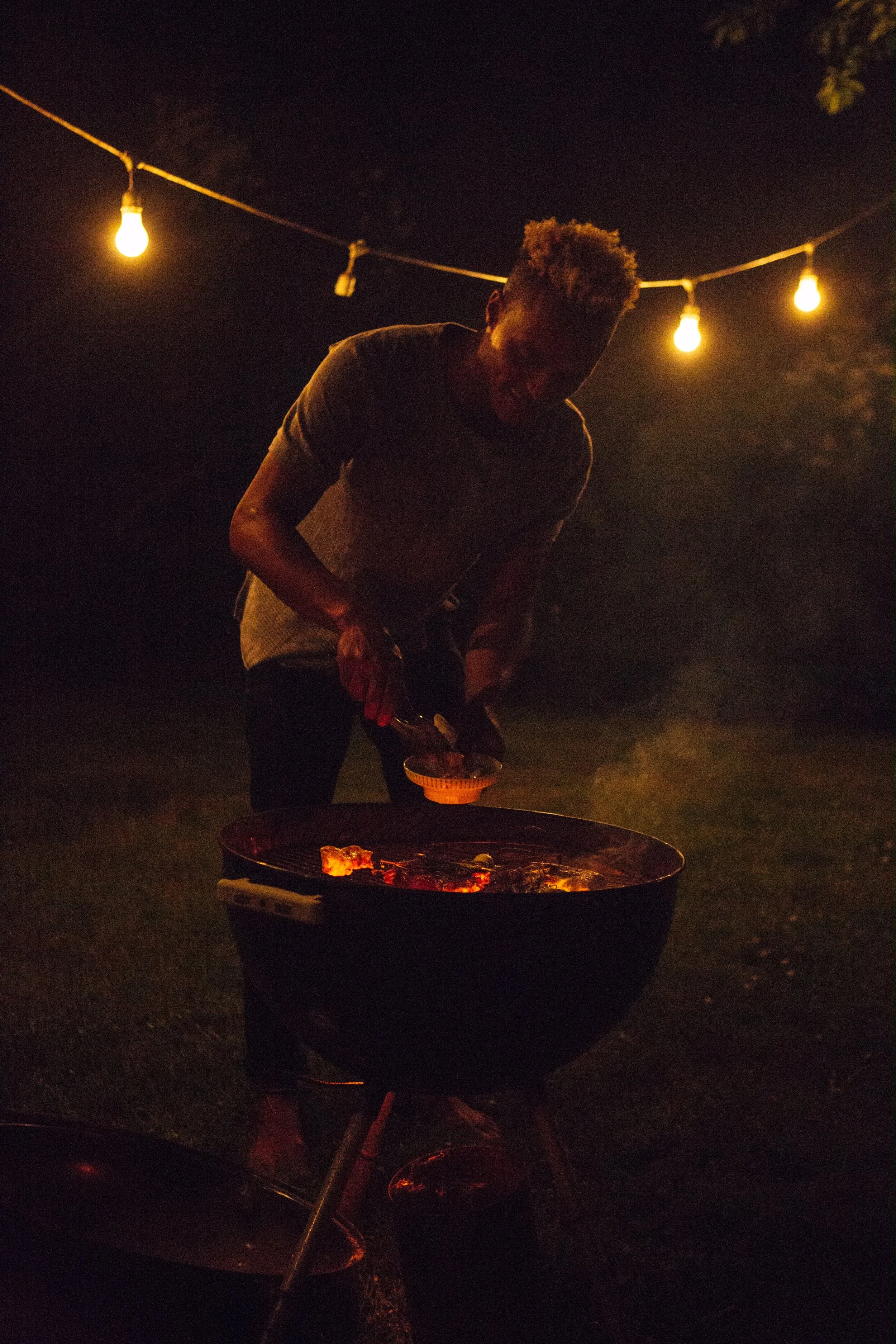 Olivier Palazzo cooking at night