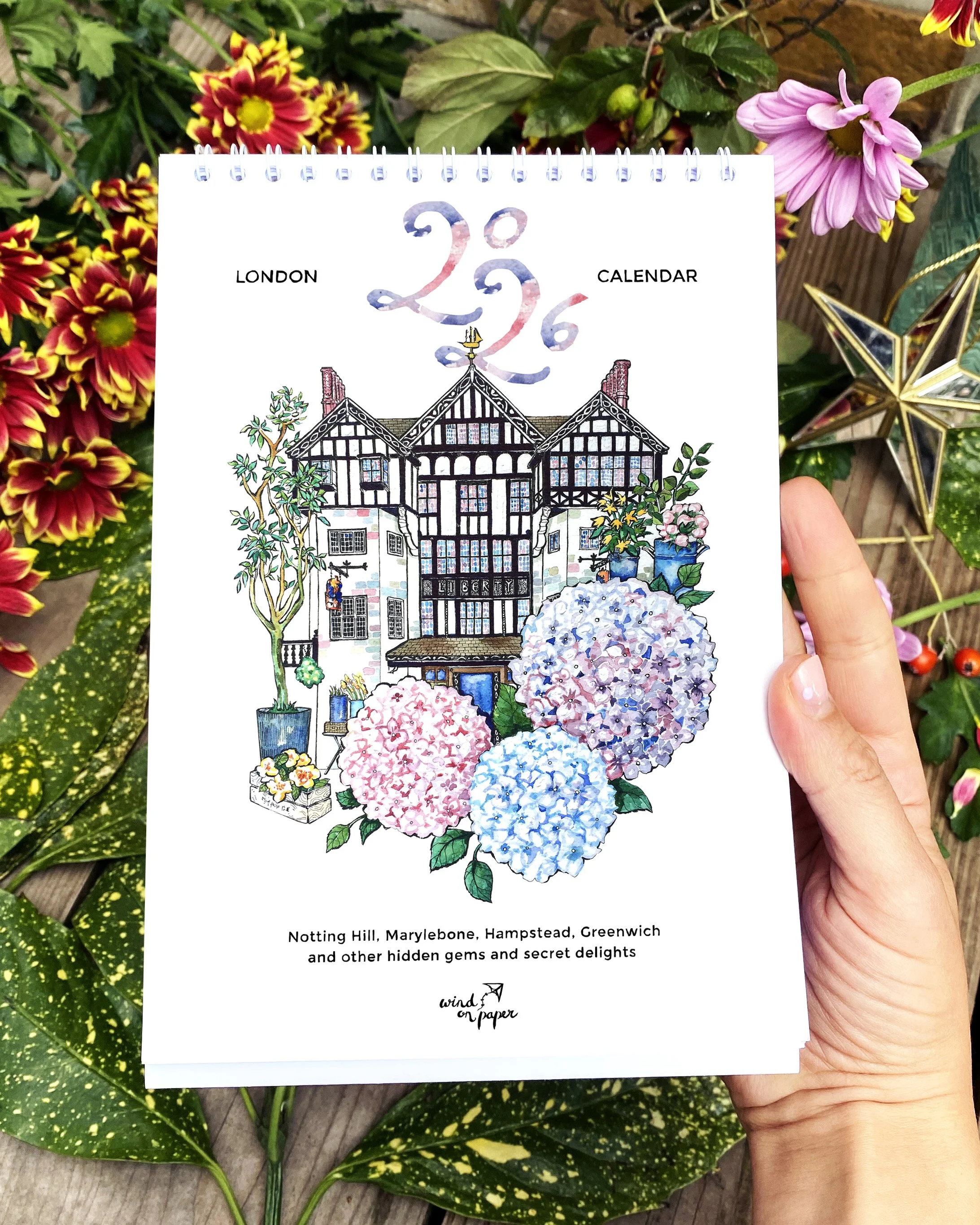 2026 Illustrated London Calendar. Desktop Calendar. 2026 London Art Calendar.