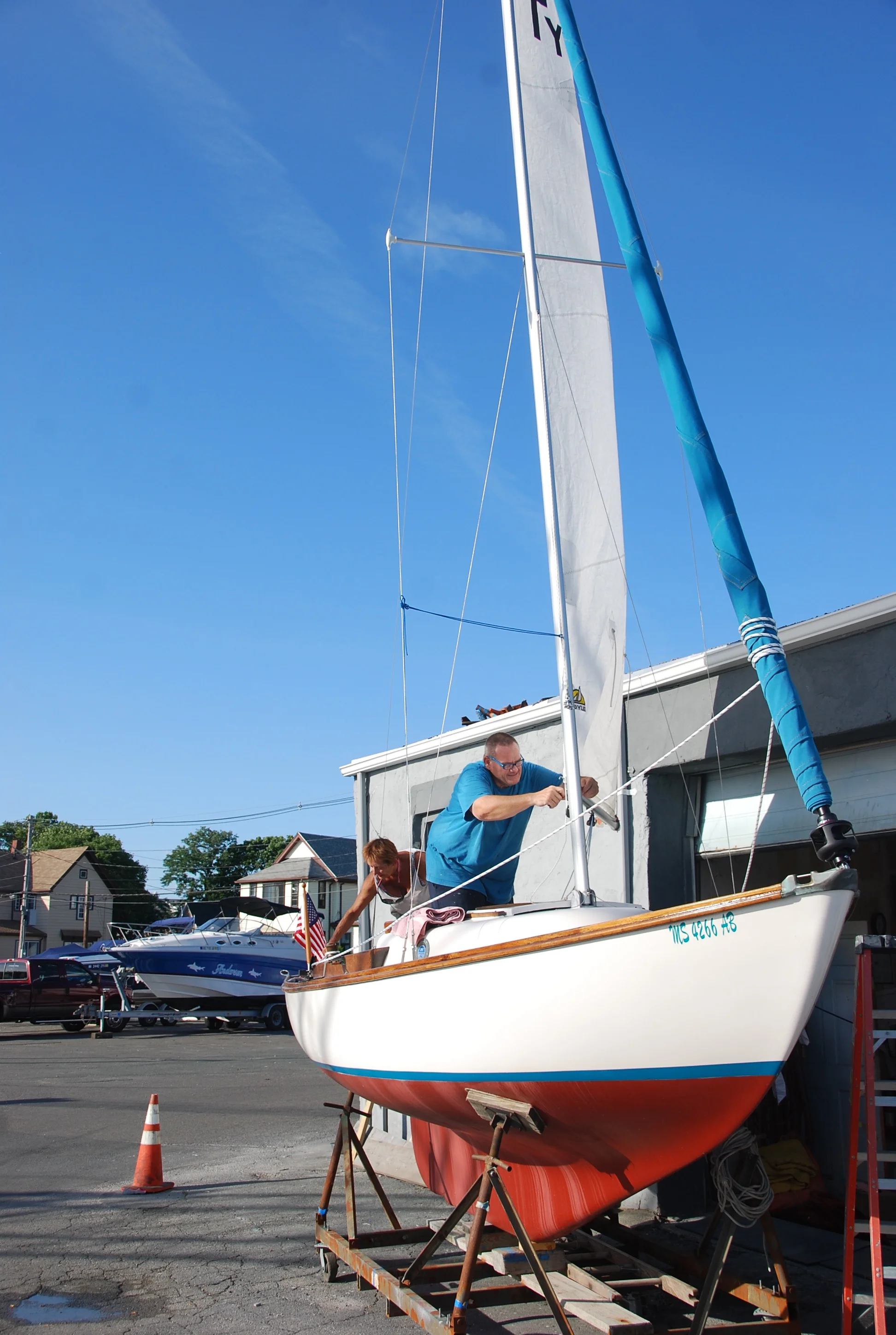 Greg has sailing and racing in his blood, I believe he saw some of that in me and wanted me to not just float around with the wind but to take it and use it to my advantage. “Rule the Wind”!! I now have a ‘new sailboat’. It’s 41 years old. I have owned her for 33 years. It has all been technically renovated and refitted. I was a dutiful student helping and learning the reasons why. - Cynthia Lovell