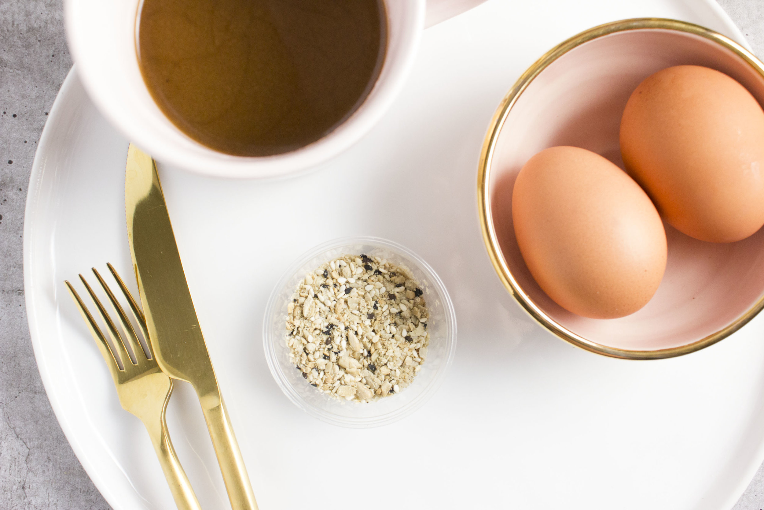 Hard Boiled Eggs with Truffle Crumble (V, P)