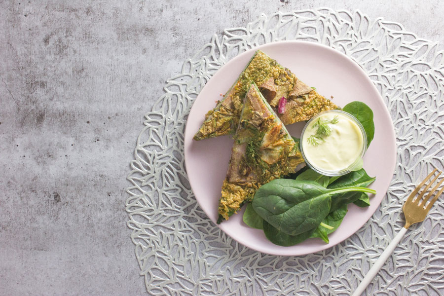 Persian Herb Frittata with Green Goddess Dressing (V, P)