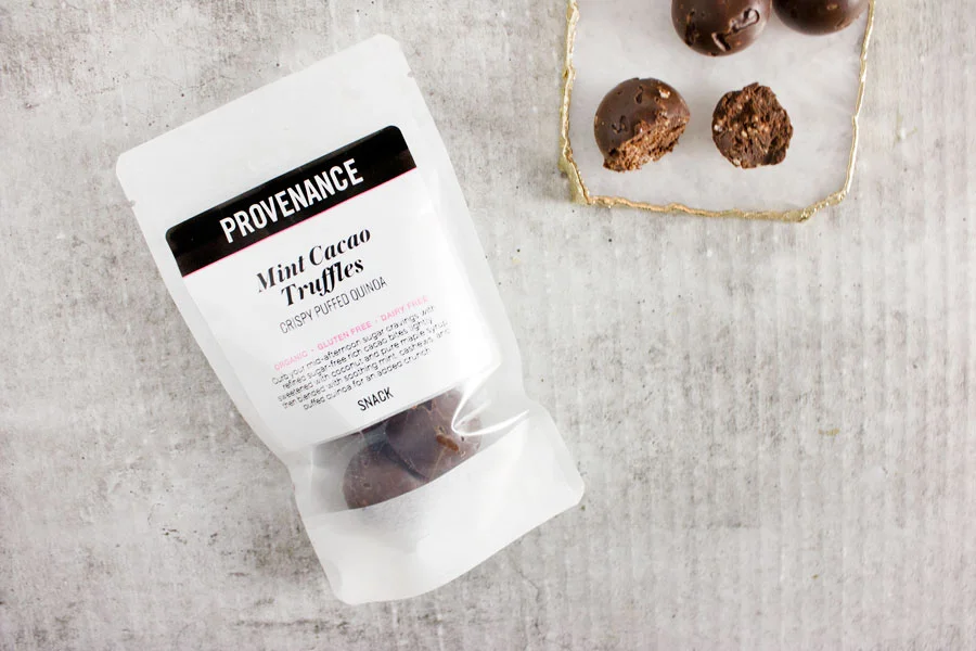 Snack: Mint Cacao Truffles with Crispy Puffed Quinoa