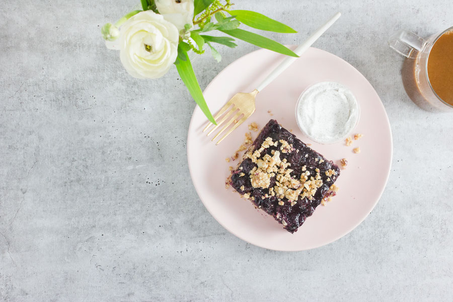 Breakfast: Blueberry Crumb Bar with Coconut Cream