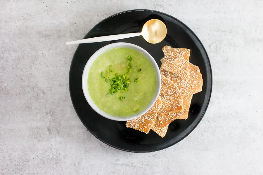 Lunch: Smoky Split Pea Soup with Sesame Crisps