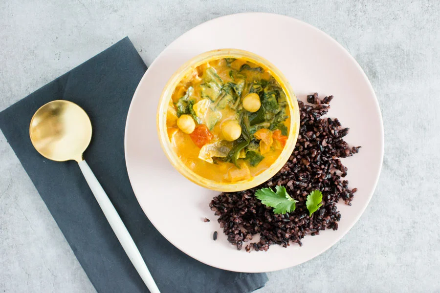 Dinner: Chana Masala with Swiss Chard and Black Rice