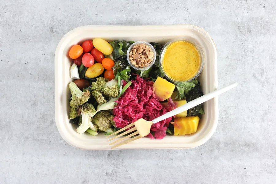 Curry Tahini Kale Bowl with Peanut Coriander Dukkah